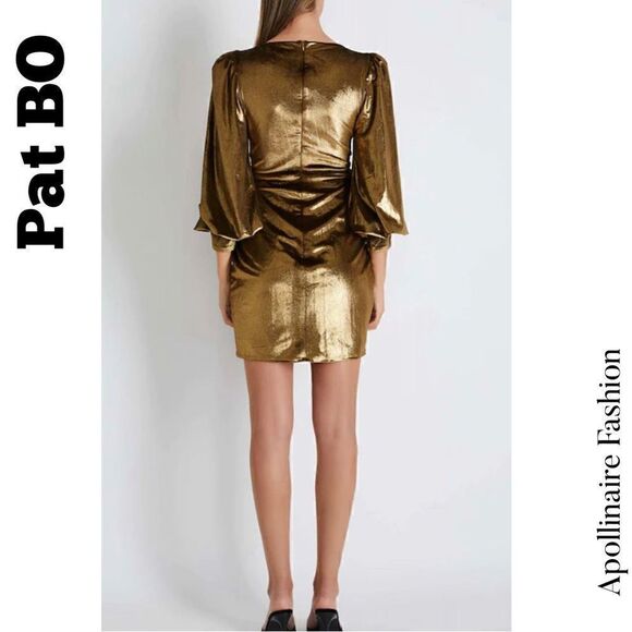 Pat BO VELVET GOLD METALLIC MINI DRESS NWT SIZE 8 - Picture 5 of 8